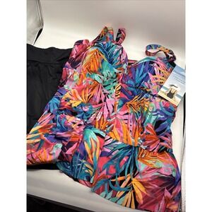Dream shaper swimsuit "layered jungle" tankini with skort  8484538W, size 26
